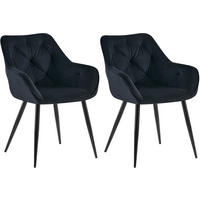 ARMLEHNENSTUHL 2er Set Samt Schwarz - Schwarz, Textil/Metall (56/81/58cm) - CLP