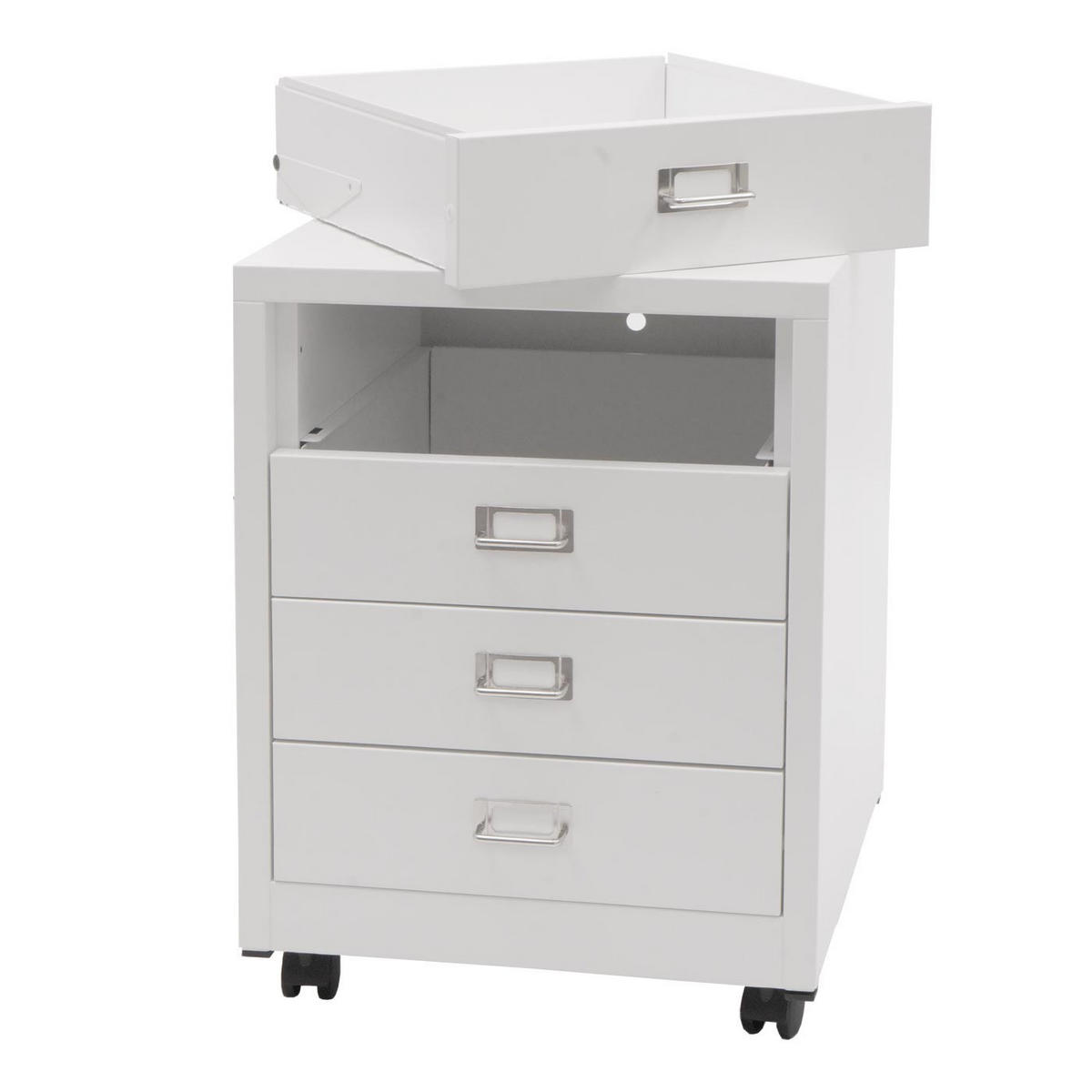 ROLLCONTAINER 55x40x41cm Metall 4 Schubladen Weiß - Weiß, Metall (40/55/41cm) - PROREGAL