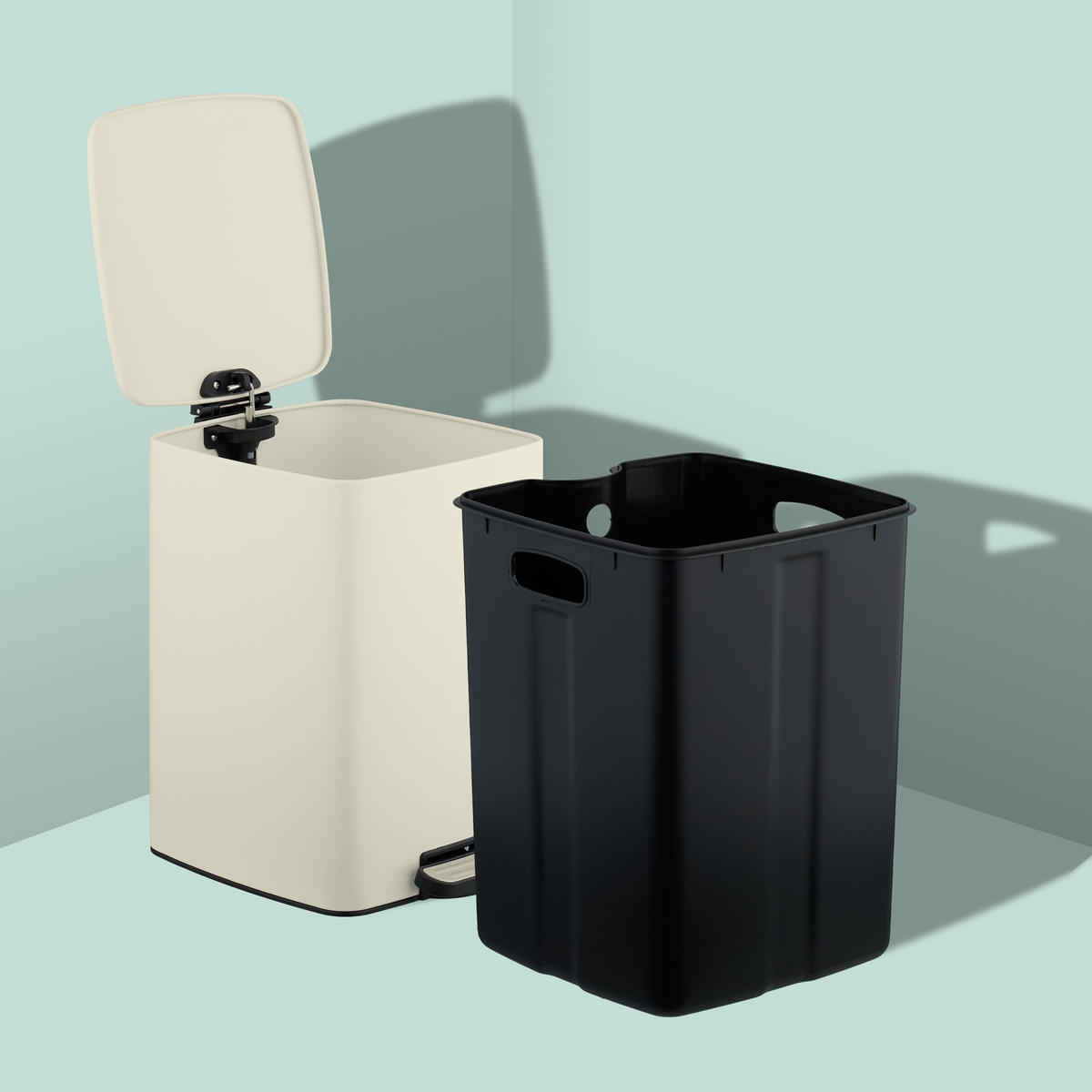 ODPADKOVÝ kôš 20 l - béžová, kov/plast (28/40/34cm) - Relaxdays