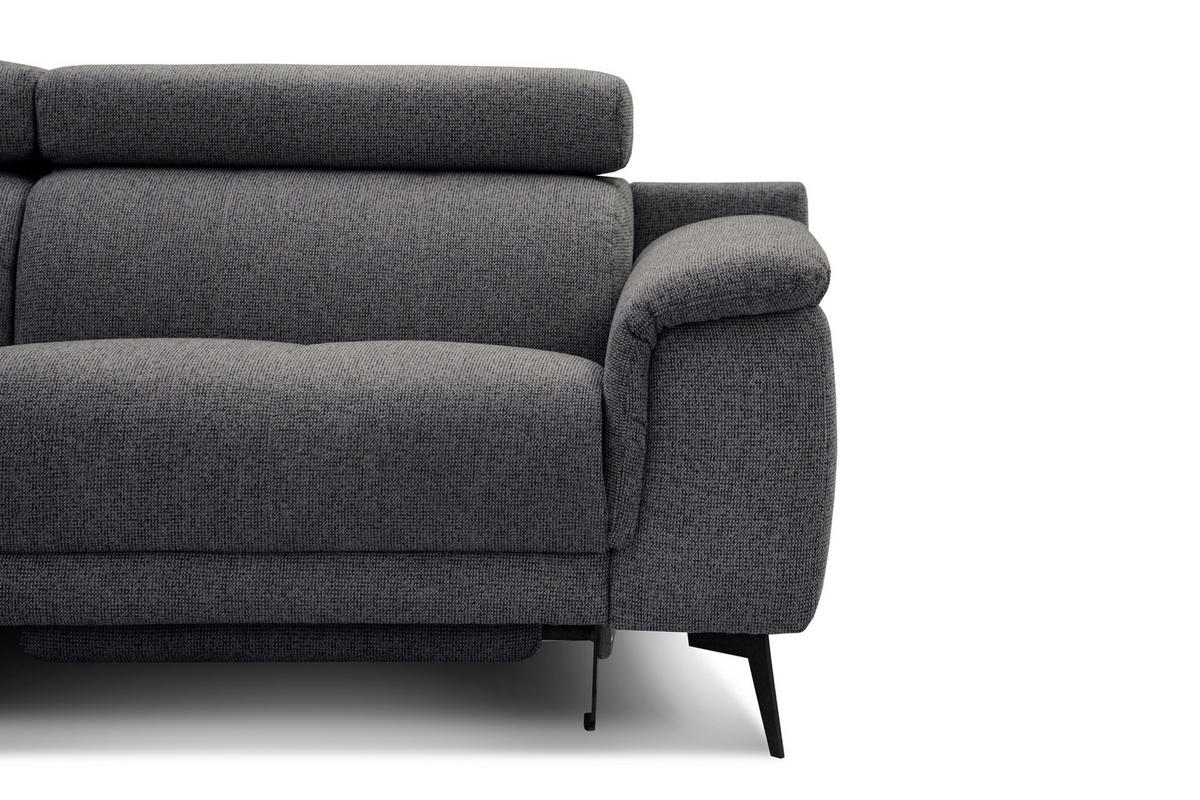 ECKSOFA FIERO 5-Sitzer mit 1 Relaxfunktion, dunkelgrau - Dunkelgrau, Holzwerkstoff/Textil (228/290cm) - Courtois Laville