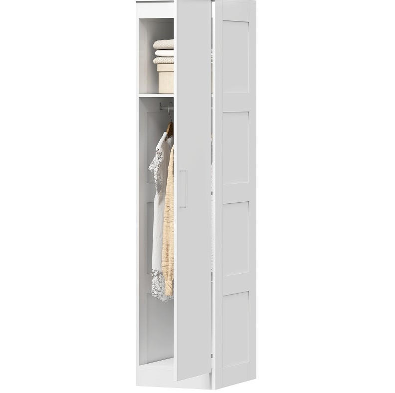 KLEIDERSCHRANK 40/52/180 cm in Weiß mit Kleiderstange und Soft-Close-Tür - Weiß, Holz (52/180/40cm) - BEAOK