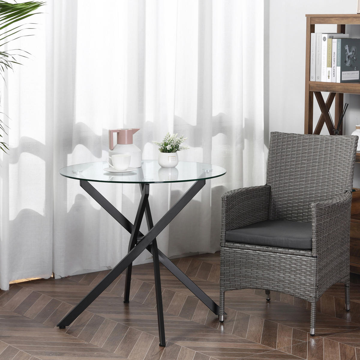 COUCHTISCH 80/80/75 cm Schwarz aus Glas und Stahl mit Sicherheitsglas - Schwarz, Metall (80/80/75cm) - OKMYHOME