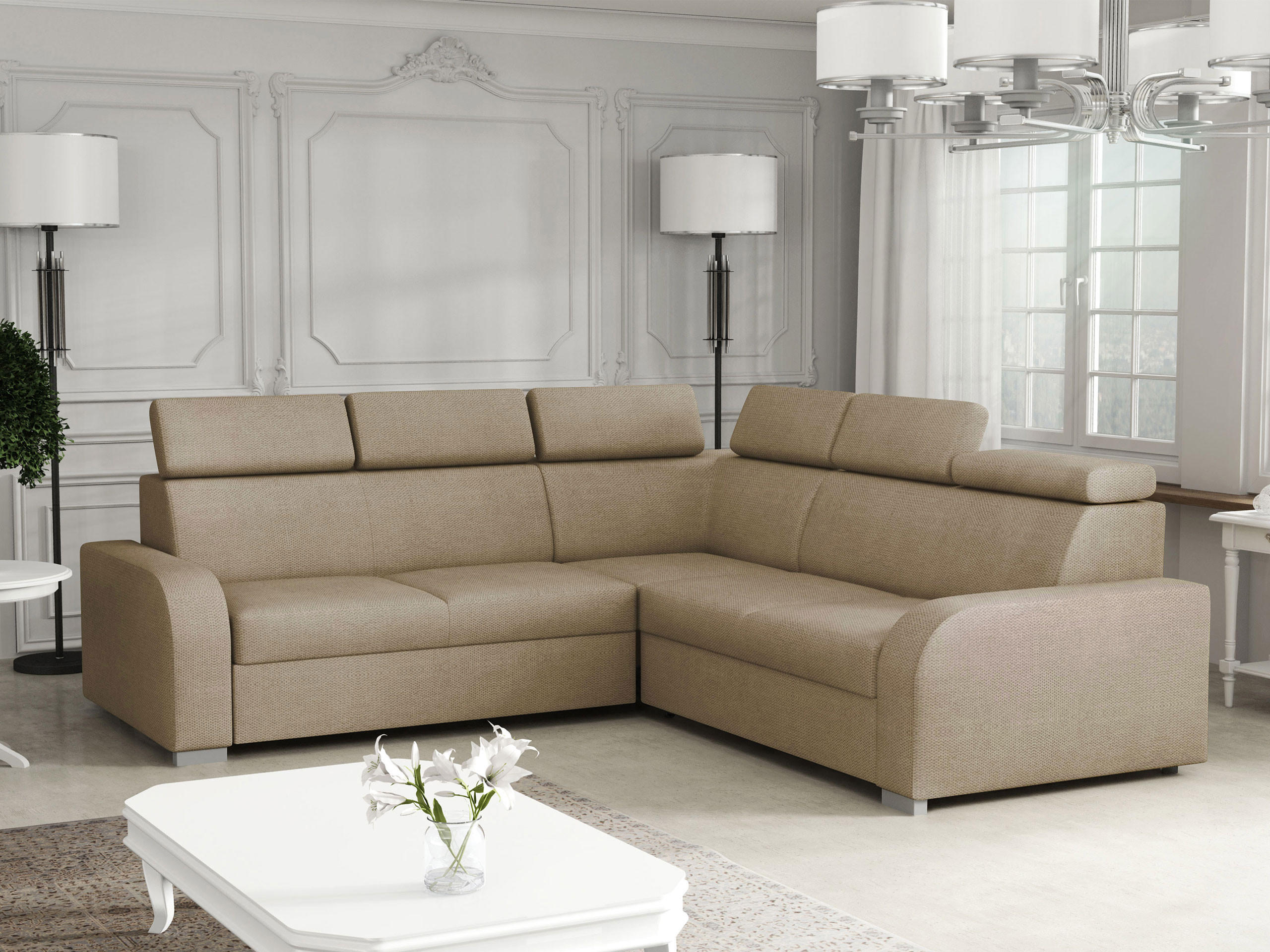 ECKSOFA Oslo 2rR2p - Silberfarben/Naturfarben, Holz/Kunststoff (250/250cm) - MIRJAN24