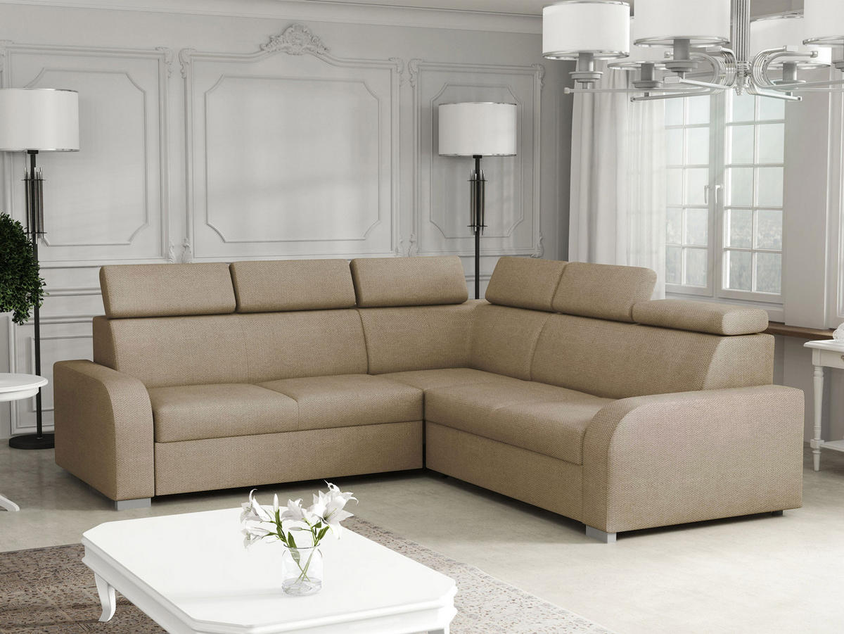 ECKSOFA Oslo 2rR2p - Silberfarben/Naturfarben, Holz/Kunststoff (250/250cm) - MIRJAN24