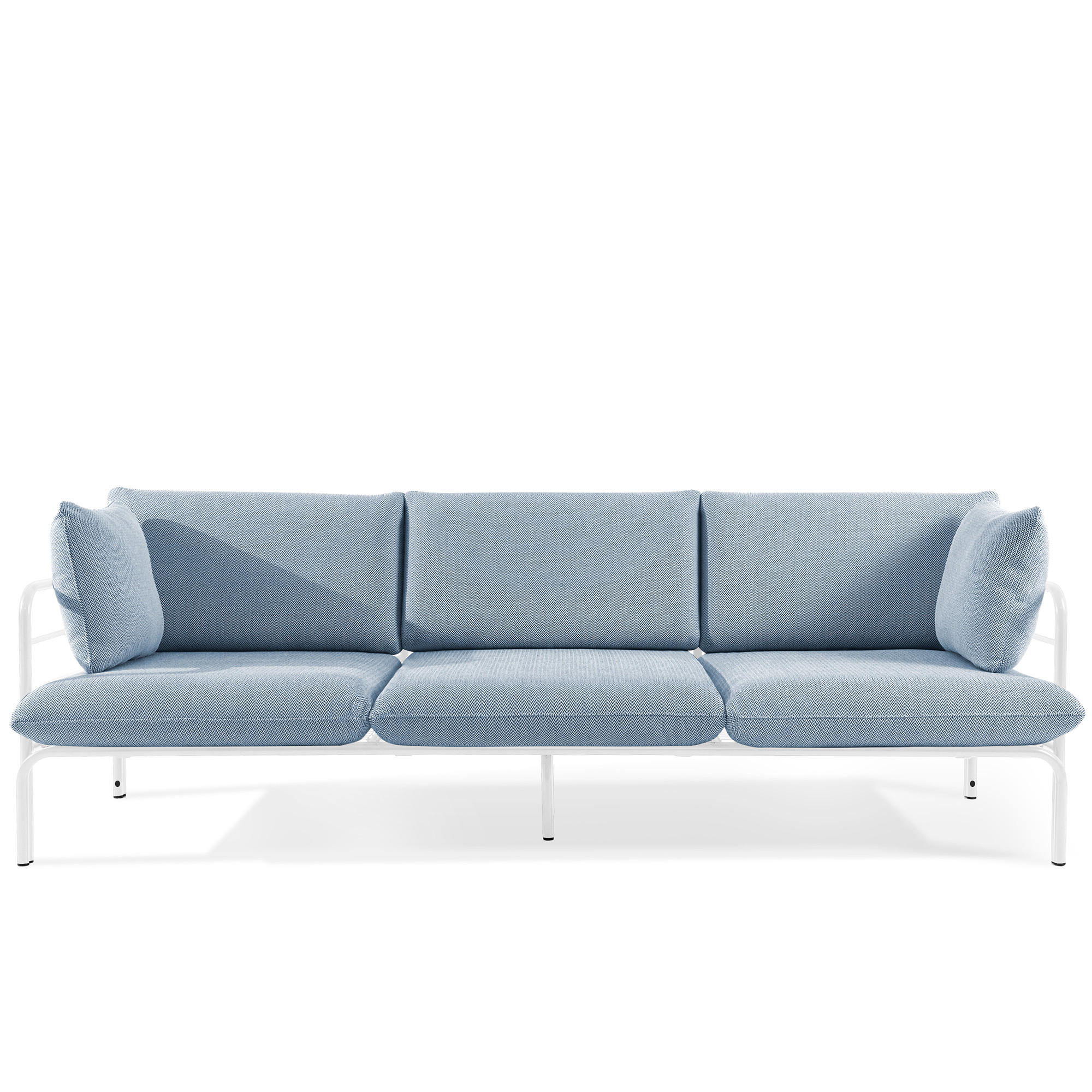 GARTENSOFA RAMBE 3-Personen mit Kissen, Weiß - Blau/Weiß, Textil/Metall (225/80/80cm) - KONSIMO®