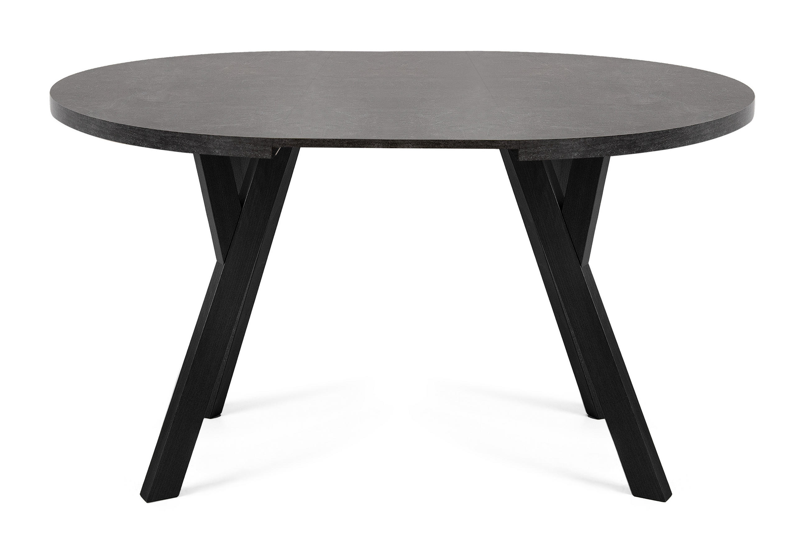 ESSTISCH INDAGA Ausziehbar 100-140cm Rund, Beton/Schwarz - Schwarz, Holz (100/140/75cm) - KONSIMO®