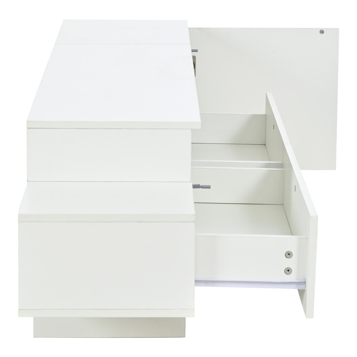 WOHNWAND 3-teilig LED Hochglanz Weiß TV Schrank - Weiß, Glas (170/45/35cm) - FLIEKS