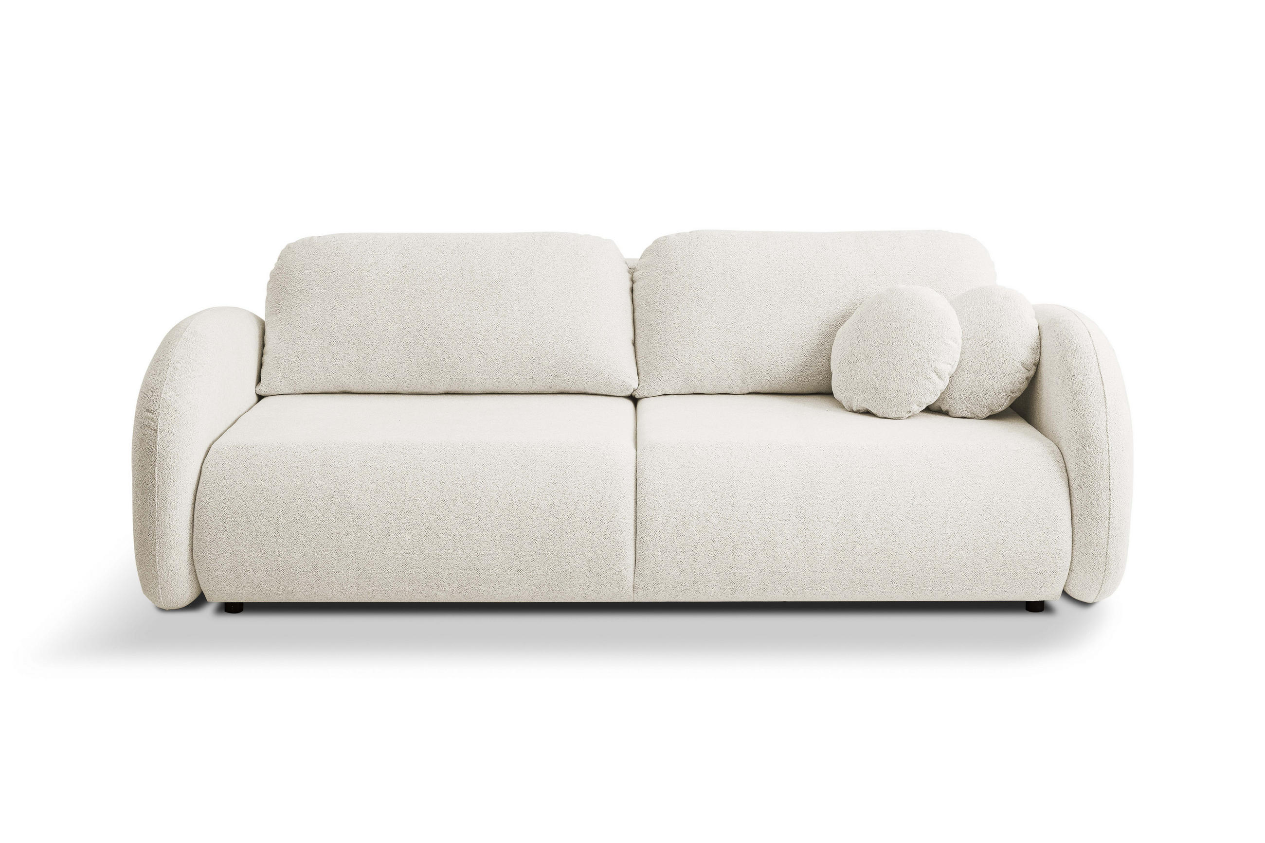 SOFA LOOP Schlaffunktion & Bettkasten PUR-Schaum Schwarze Kunststofffüße skandinavischer Stil lose Rückenkissen freistehend 234x112x86 cm White - Weiß, Holz/Textil (234/86/112cm) - DomoHome