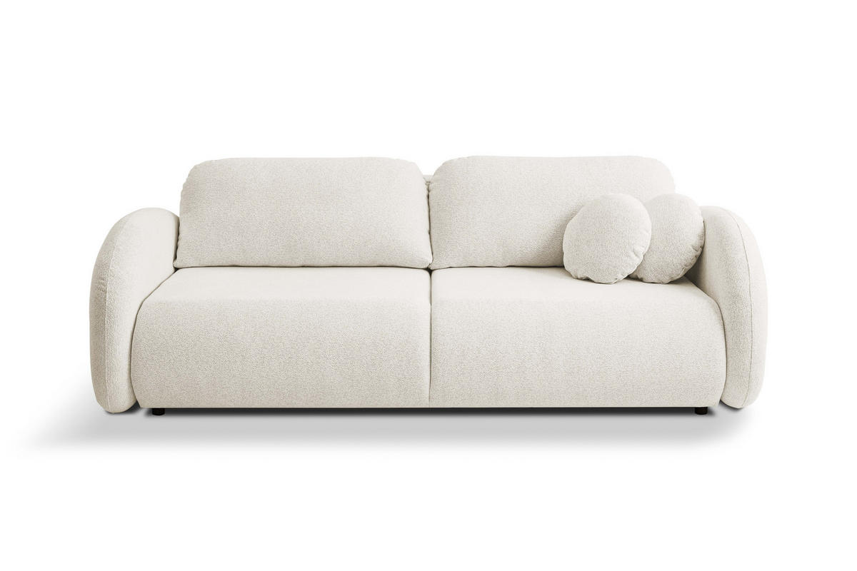 SOFA LOOP Schlaffunktion & Bettkasten PUR-Schaum Schwarze Kunststofffüße skandinavischer Stil lose Rückenkissen freistehend 234x112x86 cm White - Weiß, Holz/Textil (234/86/112cm) - DomoHome