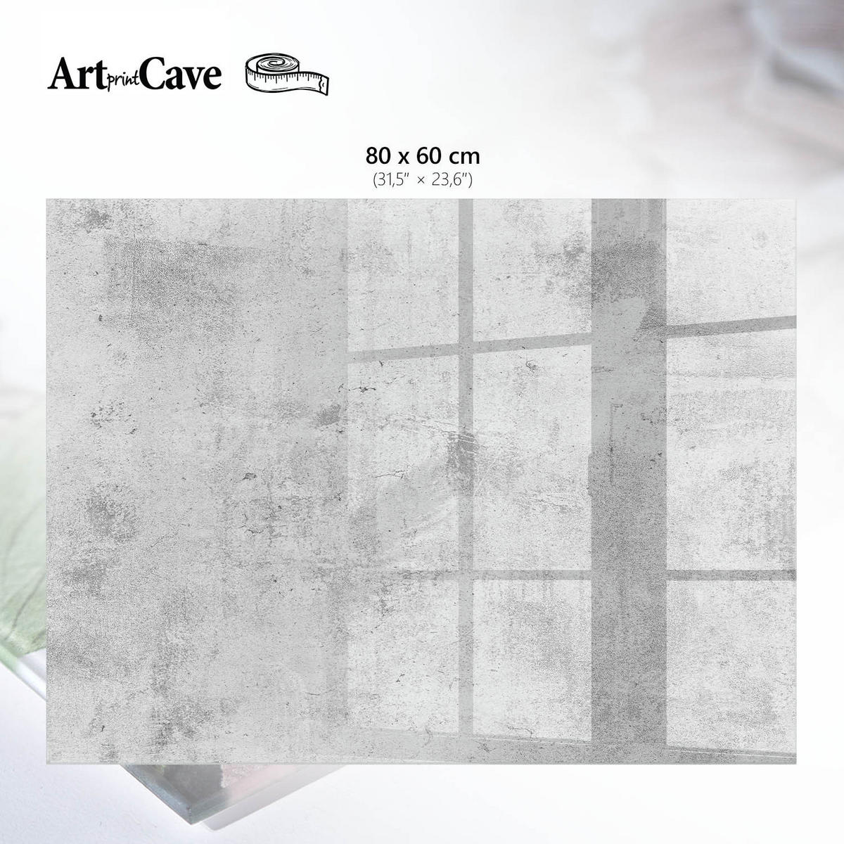 GLASPLATTE 80x60 cm – Betonmuster - Beige, Glas (0.4/80/60cm) - ArtPrintCave