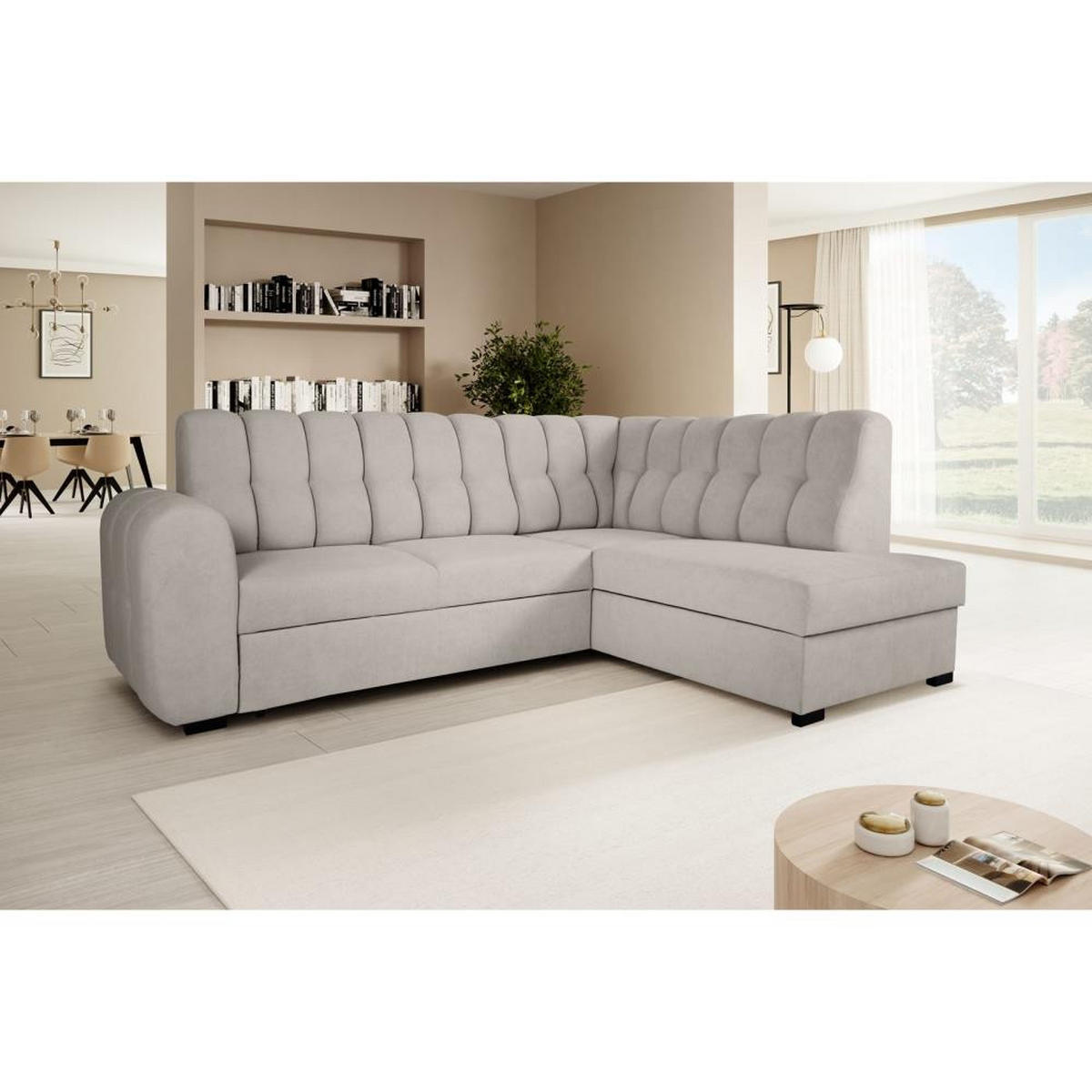 ECKSCHLAFSOFA Zoja rechts cappuccino - Schwarz/Cappuccino, Textil (261/193cm) - Beautysofa