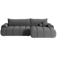 ECKSOFA Dandelino Grau mit Bouclé-Bezug, rechts - Schwarz/Grau, Kunststoff/Textil (172/271cm) - Selsey