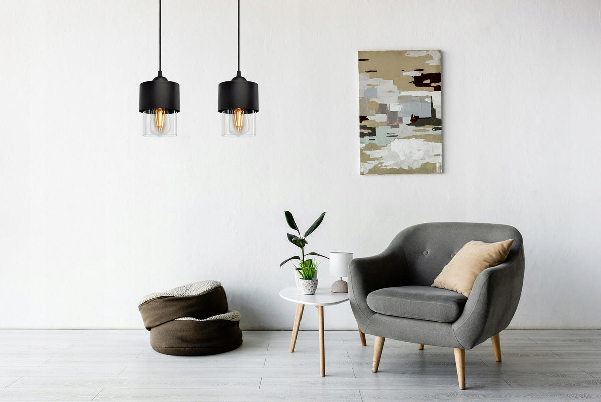PENDELLEUCHTE Hege - Transparent/Schwarz, Glas/Metall (12/35/80cm) - kiki design