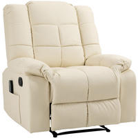 MASSAGESESSEL Kunstleder mit 8-Punkt-Vibrationsmassage, Fußstütze 99/94/99 cm Cremeweiß - Creme, Kunststoff (99/99/94cm) - Redom