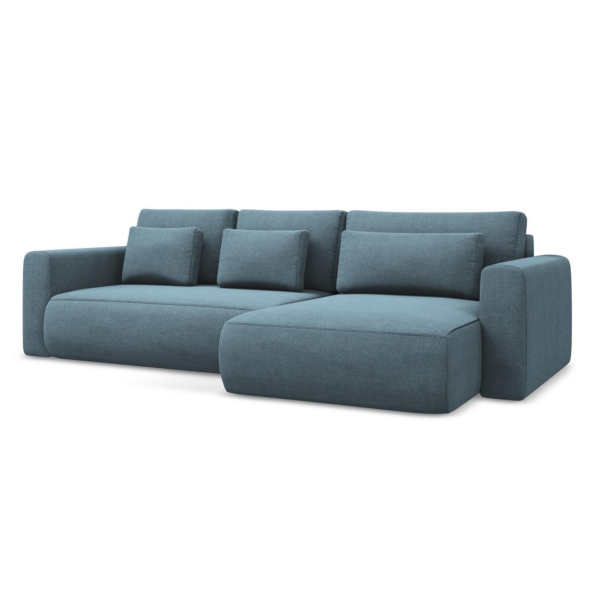 ECKSOFA mit Schlaffunktion Strukturstoff Stoff Blau - Blau/Schwarz, Kunststoff/Textil (278/149cm) - LaMiaSofa