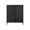 KOMMODE SENSO 3D Hoch, Geriffelte MDF-Fronten, Push-to-Open, Metallfüße, 103,5x123,4x39,5 cm - Schwarz - Schwarz, Holz/Holzwerkstoff (104/124/40cm) - DomoHome