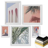 WANDBILDER 5er-Set - 50x50 cm & 20x30 cm & 40x60 cm Weißer Rahmen - Illustrationen der Stadtarchitektur - Weiß, Kunststoff (40/60cm) - ArtPrintCave