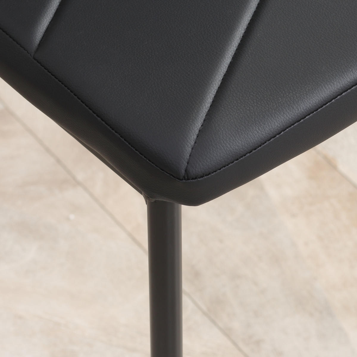 ESSZIMMERSTÜHLE Kunstleder Stahl Schwarz - Schwarz, Kunststoff (50/97/41cm) - HOMCOM