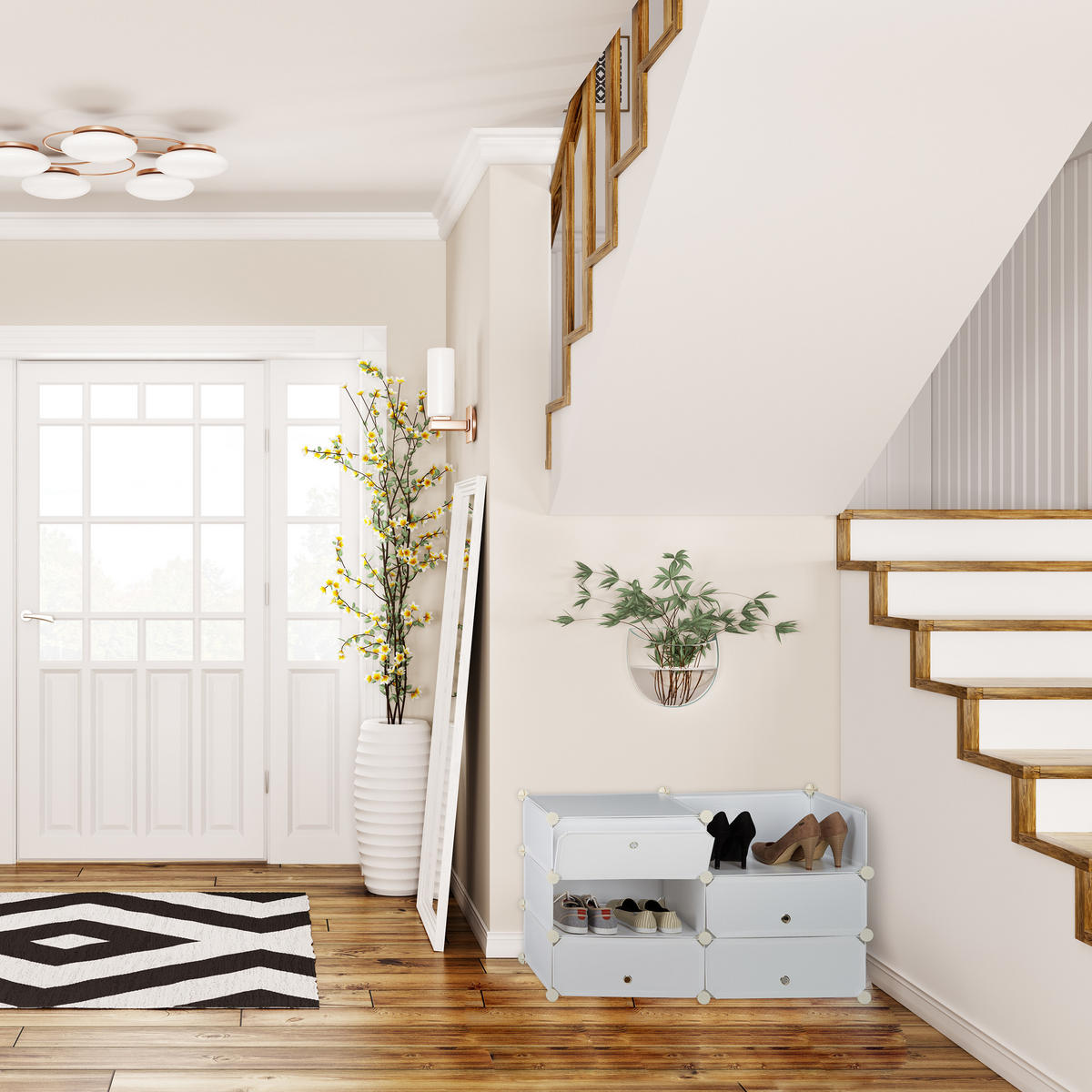 SCHUHSCHRANK - Weiß, Kunststoff/Metall (49/107/37cm) - Relaxdays