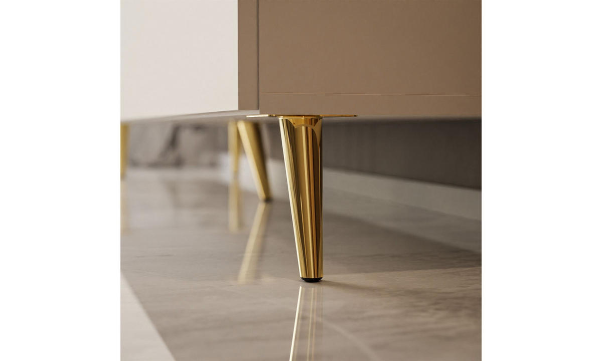 TV-SCHRANK COLGANTE 150/40/49 cm schräge goldfarbene Füße ohne LED-Beleuchtung Kaschmir - Kaschmir/Goldfarben, Holzwerkstoff (150/49/40cm) - Lookway