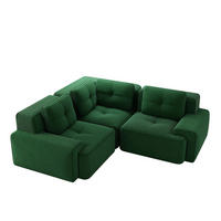 ECKSOFA 206/206/69 cm grün aus Cord mit modularem Design und rutschfestem Standfuß - Grün, Textil (206/206cm) - OKWISH