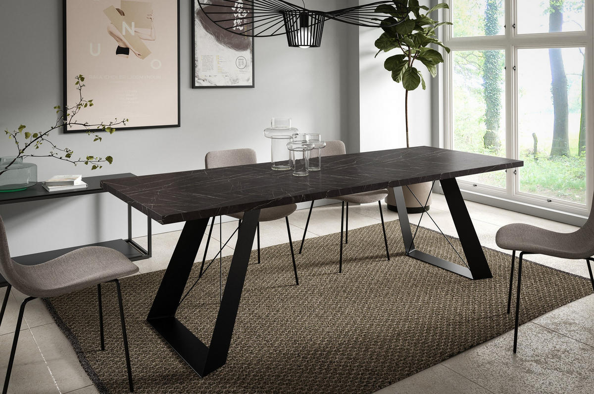 ESSTISCH Corso - Schwarz, Holzwerkstoff/Metall (80/140/76cm) - Meblini