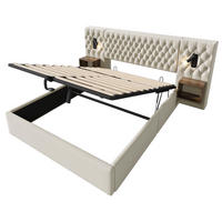 STAURAUMBETT 180/200 cm mit 2 Nachttischen und USB, DE-41544, in Beige - Beige, Metall (180/200cm) - ComfortXL