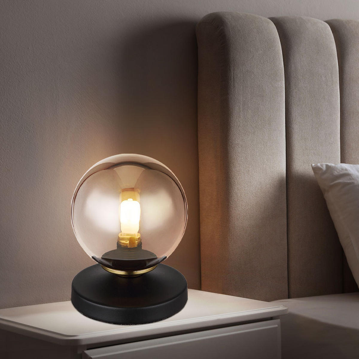 TISCHLEUCHTE Metall Rauchglas Grau - Grau, Glas (10/10/13cm) - Globo Lighting