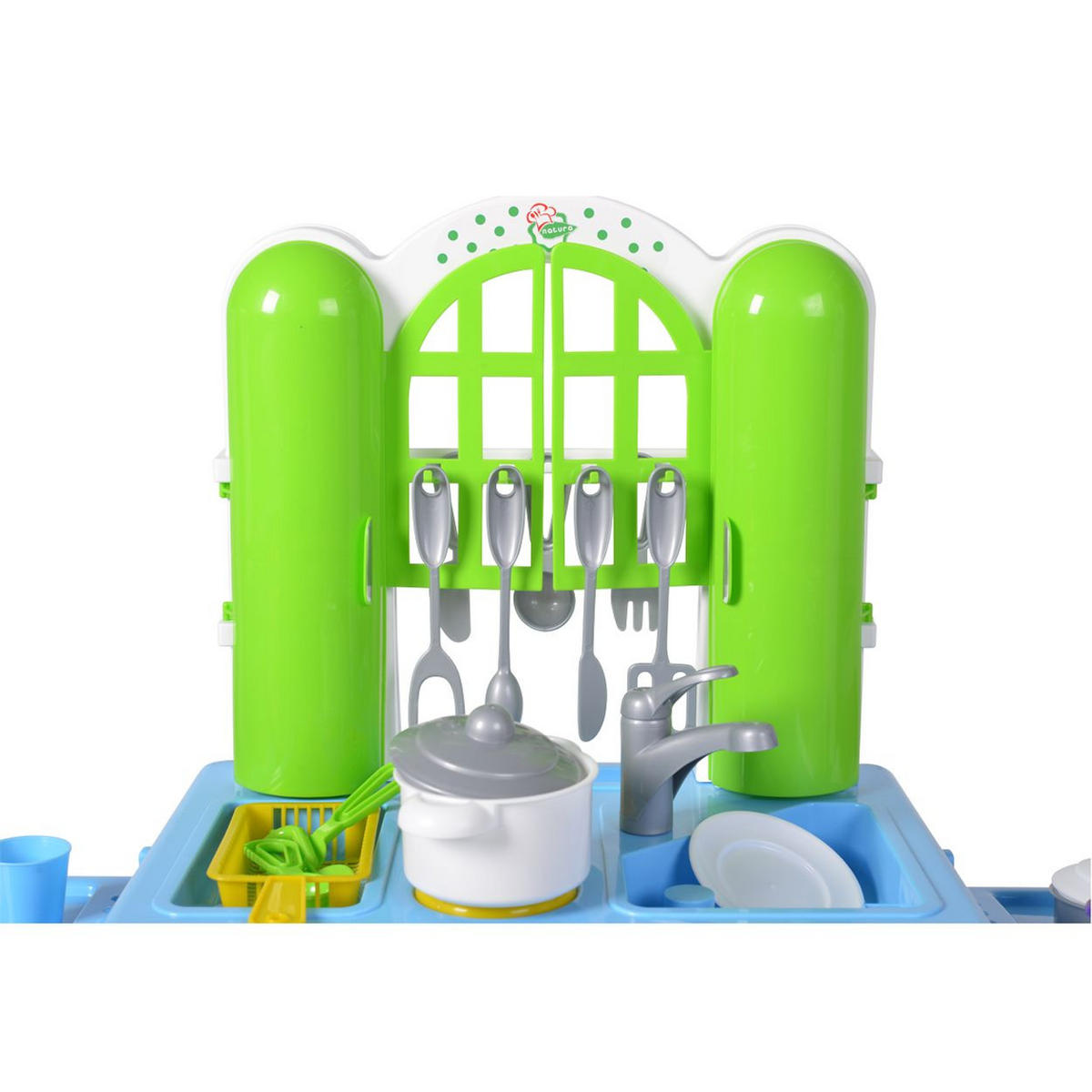 SPIELKÜCHE Natura 43412 weiß Kunststoff, Geschirr, Kochplatte, Backofen, Spülbecken, Ablagen - Grün, Kunststoff (88/32/75cm) - Polesie