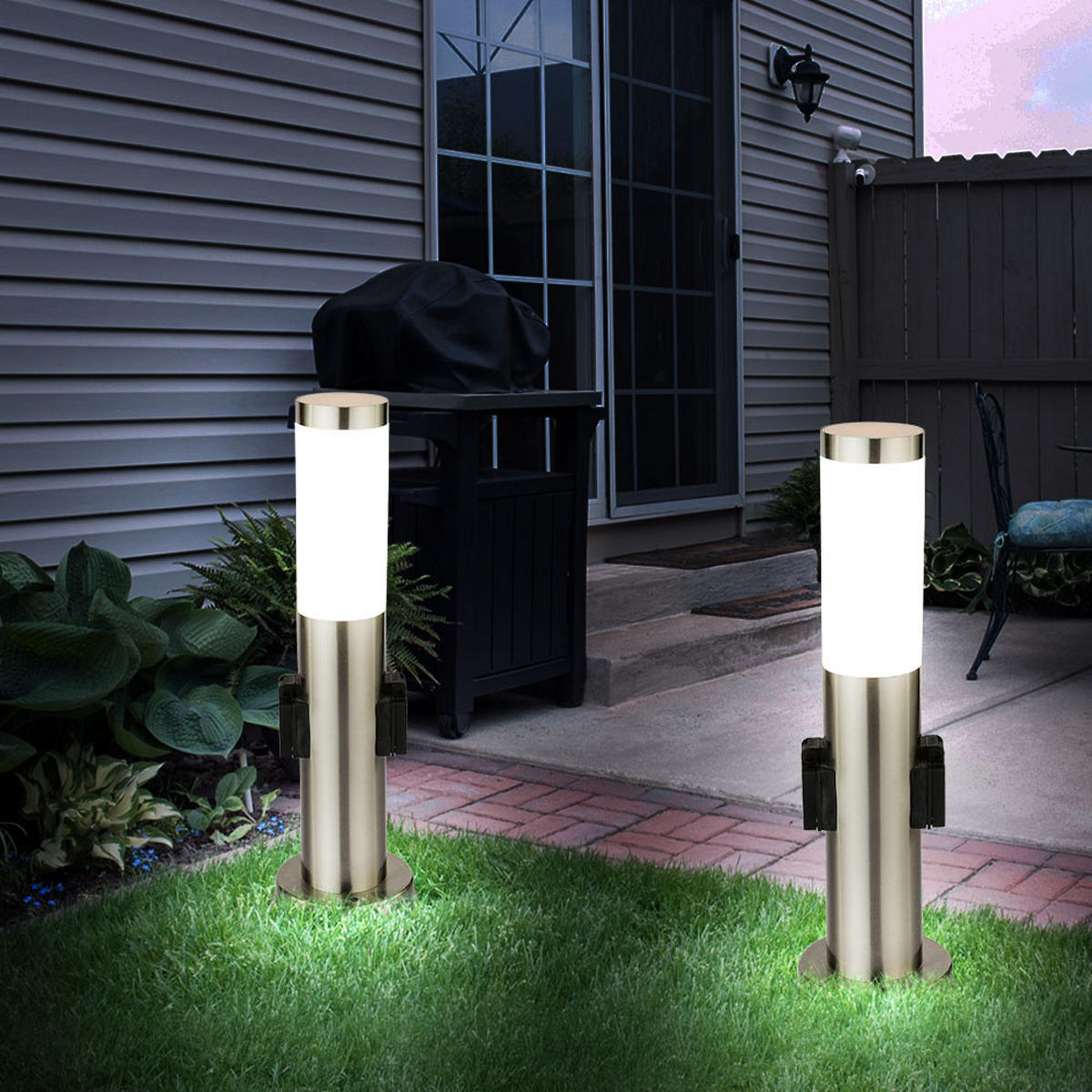 LED STEHLAMPE Edelstahl Silber - Silberfarben, Kunststoff/Metall (7.6/7.6/45cm) - Globo Lighting