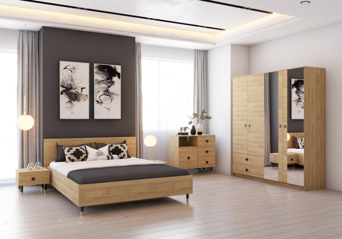 DOPPELBETT 169/90/207 cm LUX 31 ohne Matratze 160x200 cm Hickory Eiche, Hickory Eiche - Sonoma Eiche, Holz - imoebel24