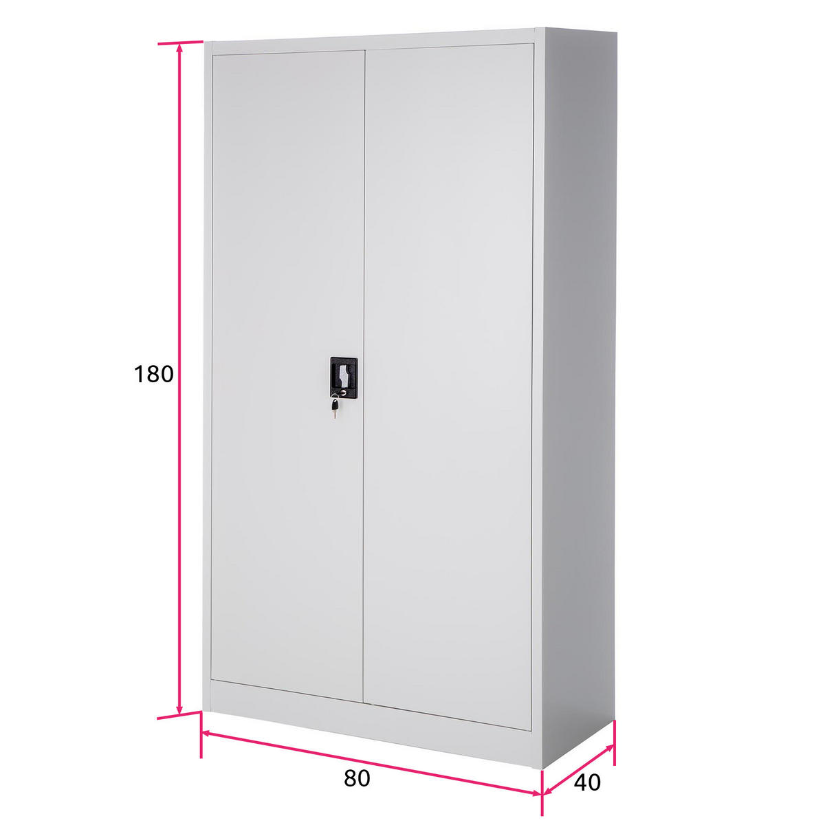 AKTENSCHRANK Blain,180 x 80 x 40 cm,grau - Grau, Metall (40/180/80cm) - tectake