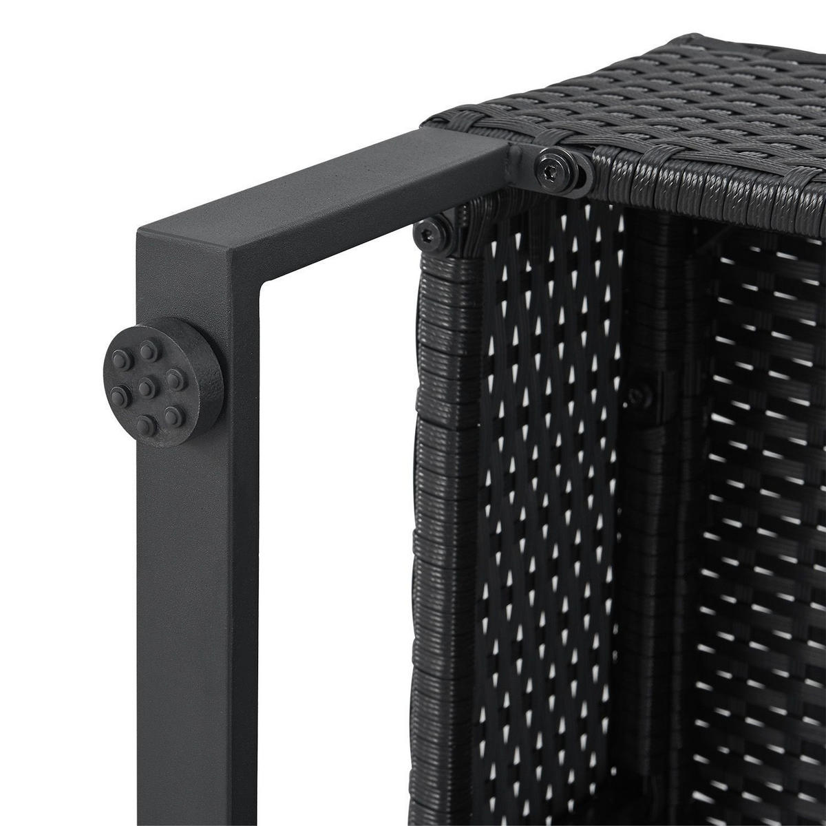 LOUNGEGARNITUR Santorini schwarz / grau inkl. Abdeckung - Schwarz, Kunststoff/Metall - Juskys