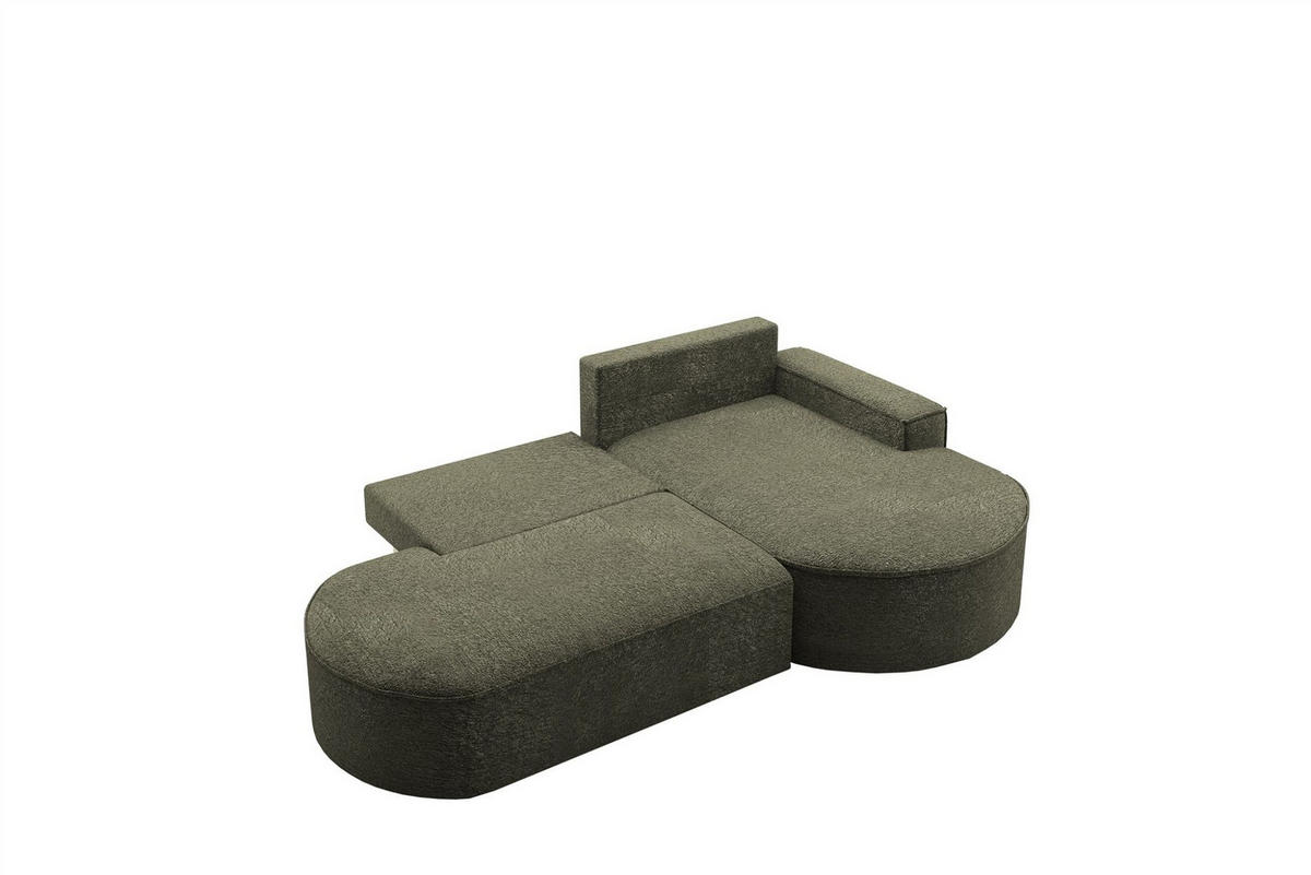 ECKSOFA Girona Mit Schlaffunktion - Grün, Holzwerkstoff/Textil (278/179cm) - Fun Möbel