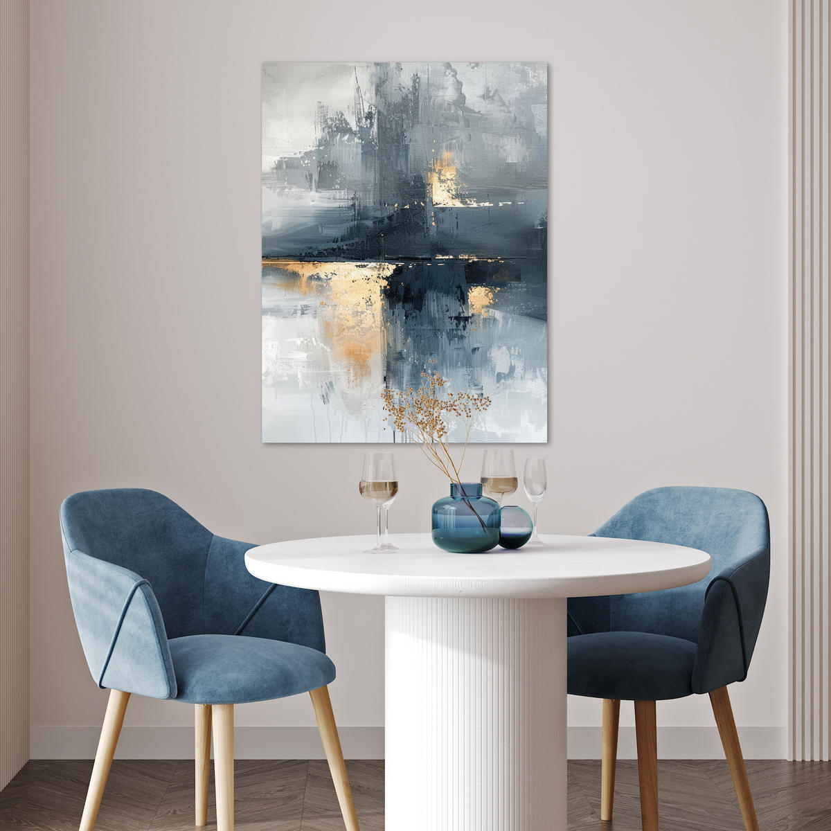 POSTER Kunst - Grau - Gold - Abstrakt 60x80 cm - Dunkelgrau, Papier (60/80/0.1cm) - MuchoWow