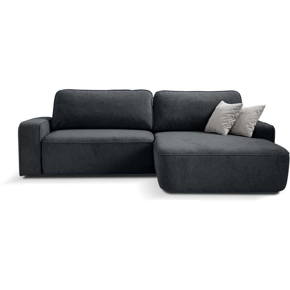ECKSCHLAFSOFA Torre graphit velours rechts - Graphitfarben, Textil (258/171cm) - Beautysofa