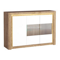 KOMMODE Livinio Ribbeck Eiche / weiß Hochglanz 144 / 40,5 / 97,5cm - Eichefarben/Braun, Holz/Holzwerkstoff (144/98/41cm) - Feldmann-Wohnen