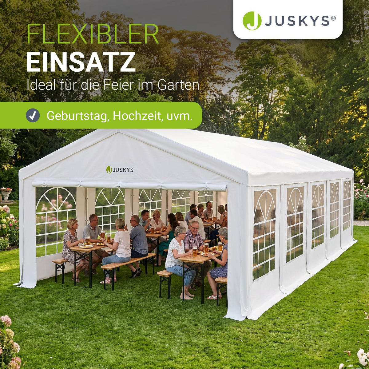 FESTZELT Partyzelt Gala weiß 5x10 m - Weiß, Kunststoff (500/280/1000cm) - Juskys