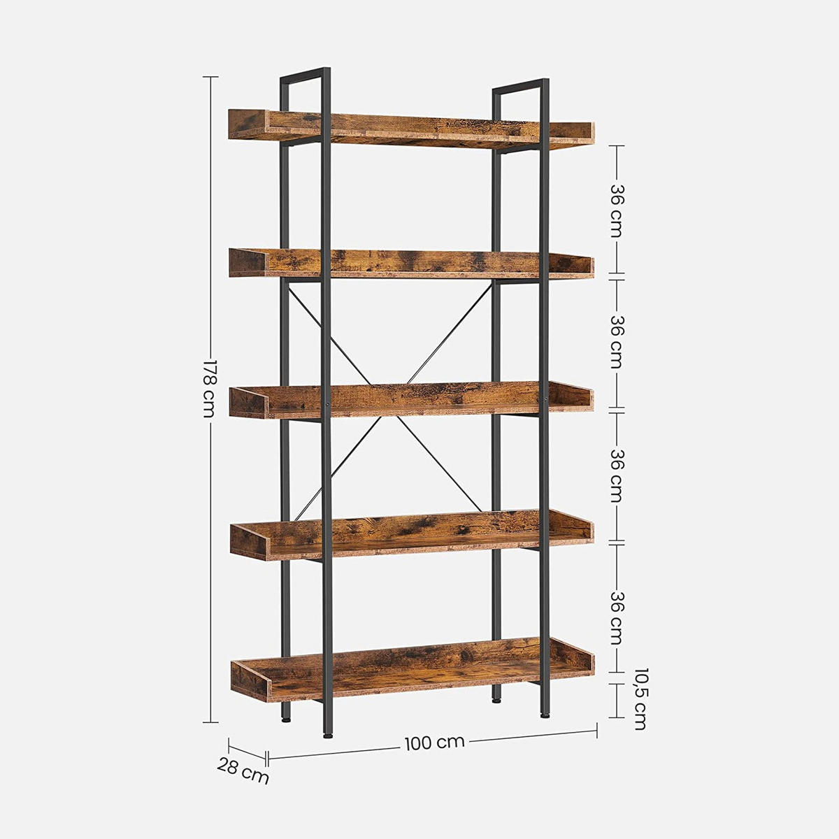 BÜCHERREGAL STANDREGAL - Braun, Holzwerkstoff (28/178/100cm) - Hansiro
