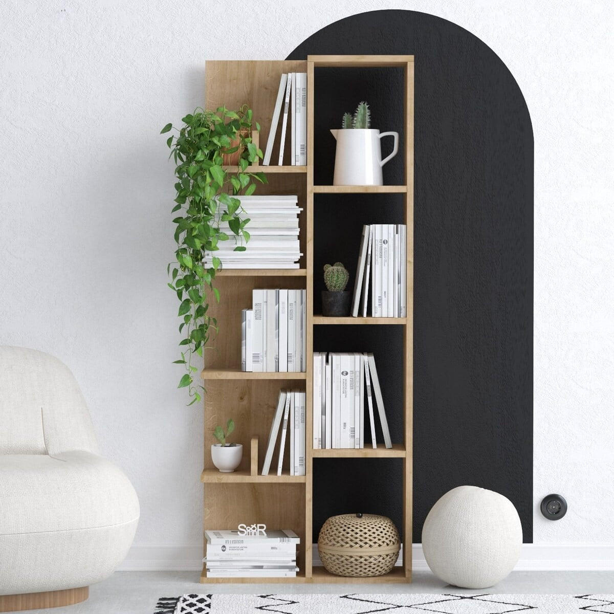 BÜCHERREGAL mit 4 Fächern und 4 Regalböden 60/18/150 cm - Eichefarben, Holzwerkstoff (18/150/8cm) - Calicosy