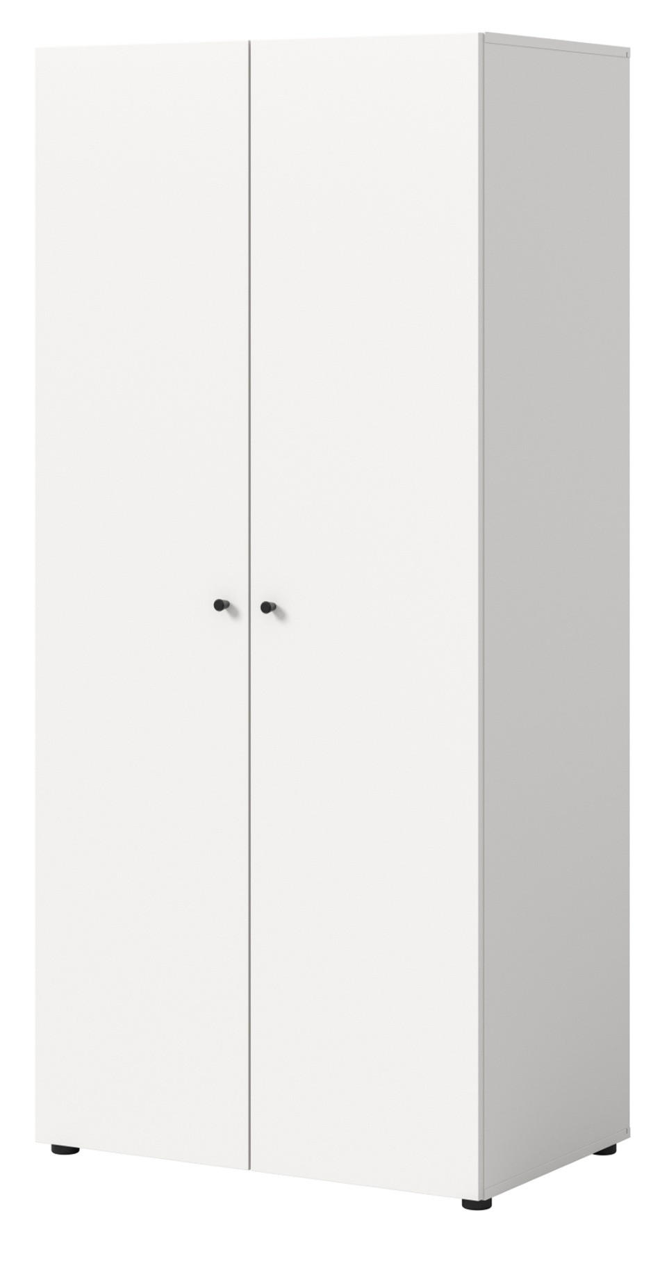 KLEIDERSCHRANK weiß 2-türig 80 cm, Drehtürenschrank mit zusätzlichen Einlegeböden - Schwarz/Weiß, Holzwerkstoff/Kunststoff (80/176/51cm) - Inn.Furn