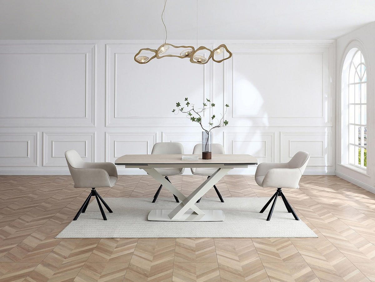 ESSTISCH - 6 Personen, 8 Personen, 10 Personen - Keramik, Glas - Beige - MALATA - Beige, Glas/Keramik (90/220/76cm) - Vente-Unique