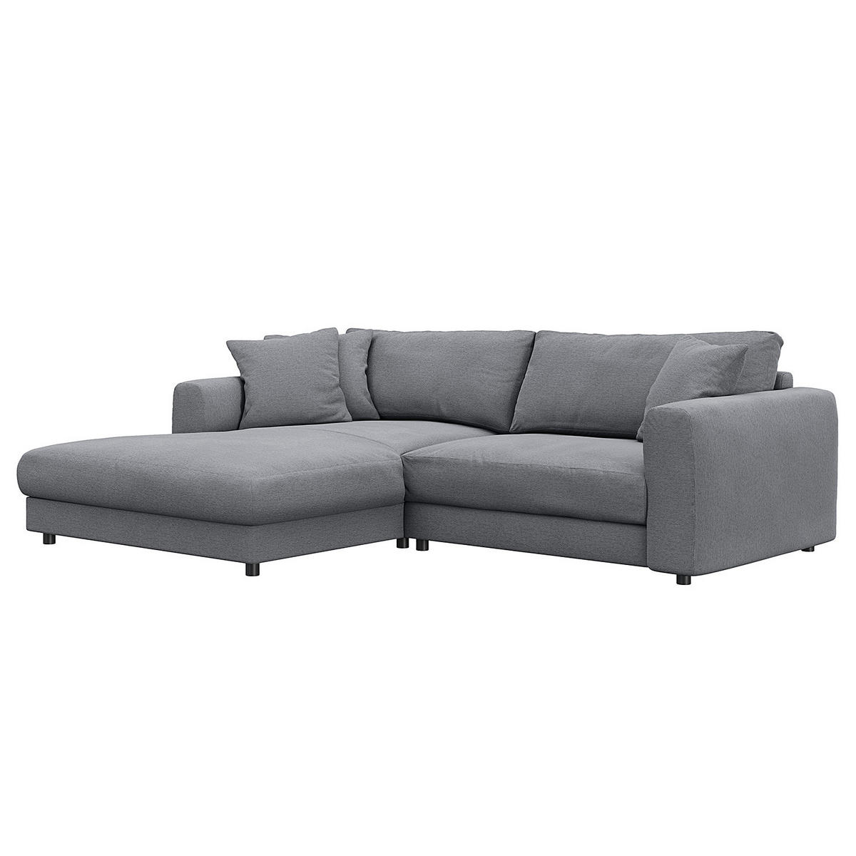 ECKSOFA mit Longchair - Schwarz/Grau, Kunststoff/Textil (238/183cm) - home24