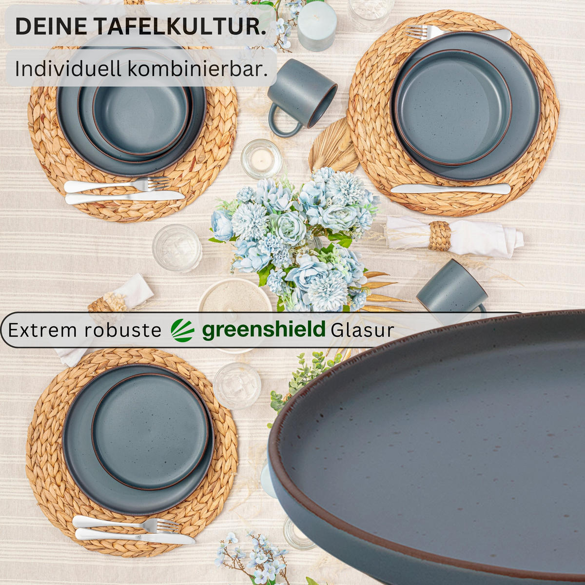 DESSERTTELLER BOMBAY GRAPHIT - 4 teilig aus Steingut - Grau, Stein (20.5cm) - Sänger