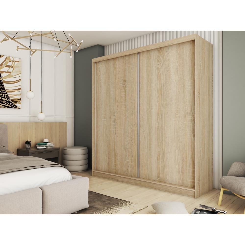 SCHWEBETÜRENSCHRANK Mario II 200/216/61 eiche Sonoma mit Schubladen - Sonoma Eiche, Holzwerkstoff (200/216/61cm) - Beautysofa