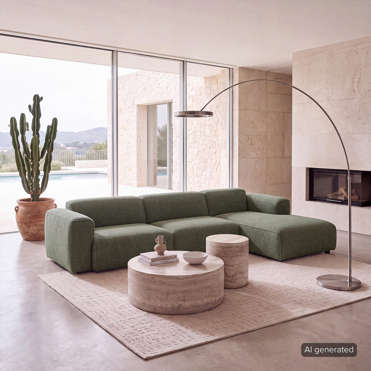 3-SITZER ECKSOFA mit Longchair - Schwarz/Grün, Kunststoff/Textil (317/173cm) - home24