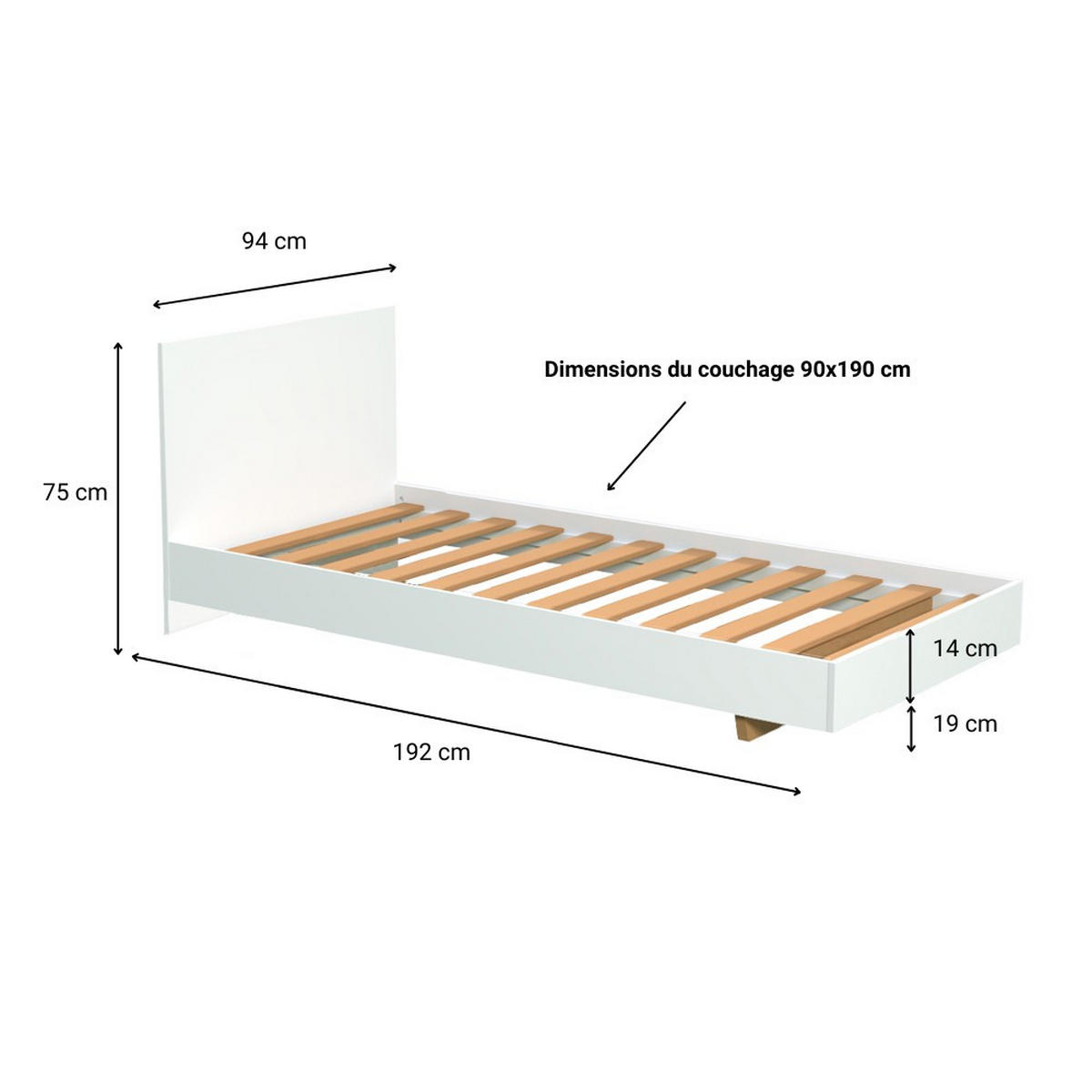 BETT LOFT mit Lattenrost / Bett 90x190 - Weiß - Weiß, Holz/Holzwerkstoff (140/190cm) - Weber Industries