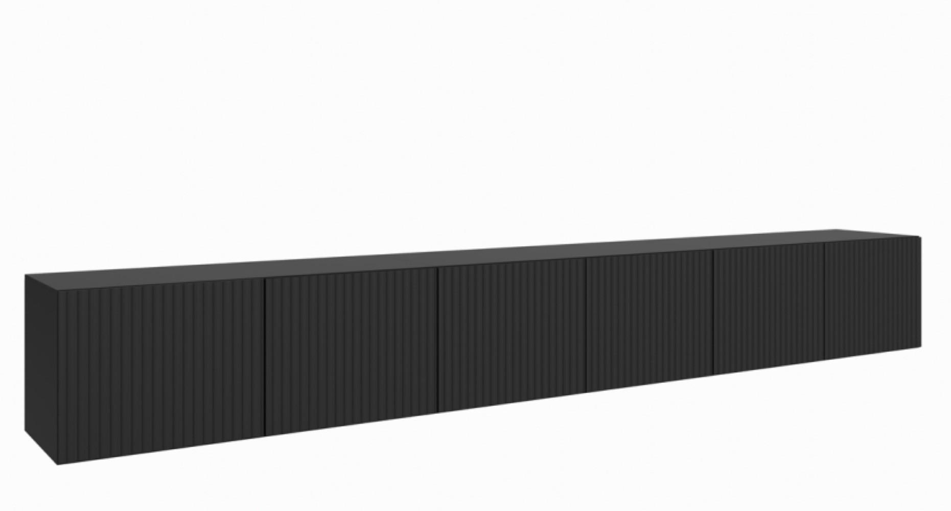 TV-LOWBOARD Schwarz NOELI Geschlossen Geriffelt 300 cm - Schwarz, Holzwerkstoff (300/41/40cm) - Sepro Meble