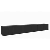 TV-LOWBOARD Schwarz NOELI Geschlossen Geriffelt 300 cm - Schwarz, Holzwerkstoff (300/41/40cm) - Sepro Meble