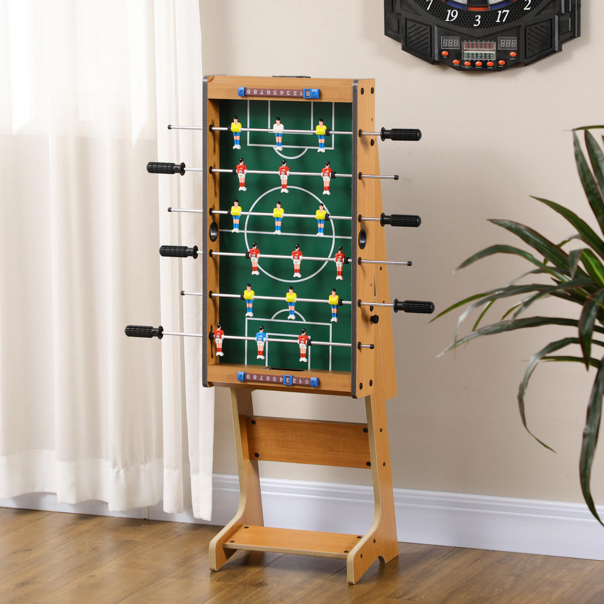 TISCHFUSBALL DE-18852 mit 18 Spielern & 2 Bällen - Naturfarben, Holzwerkstoff (37/69cm) - ComfortXL